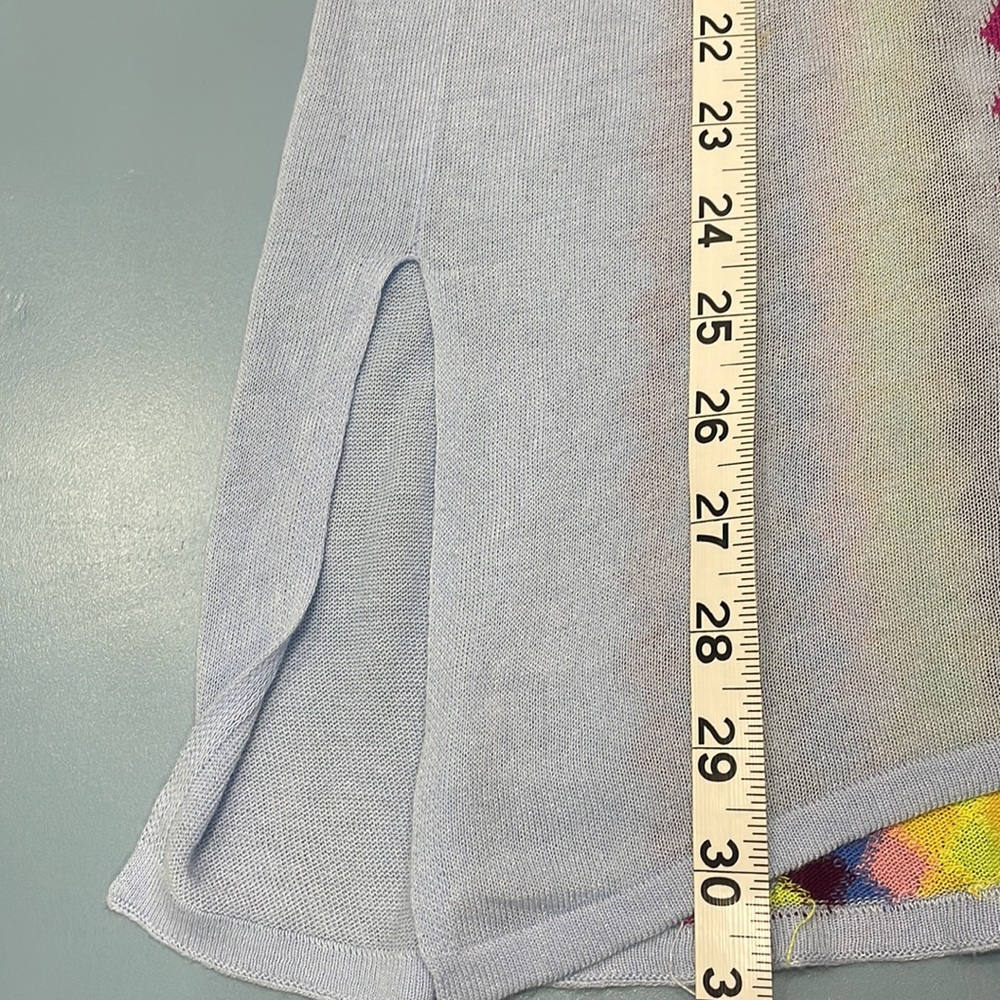 Knit Argyle Pattern Light Blue Tunic Top/Mini Dress Dolman Sleeves Small - Picture 13 of 14